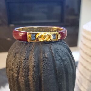 Mannelli-Made in Italy Vintage 24K Gold Plated & Burgundy Marble look Bracelet